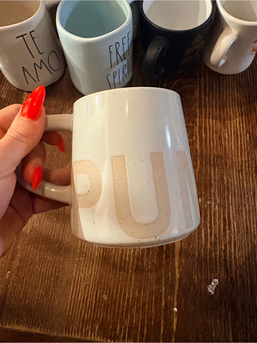 Pumpkin Ceramic Mug with Subtle Beige Lettering